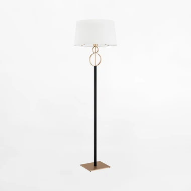 Stojacia lampa s tienidlom čierno-zlatá PERSEO