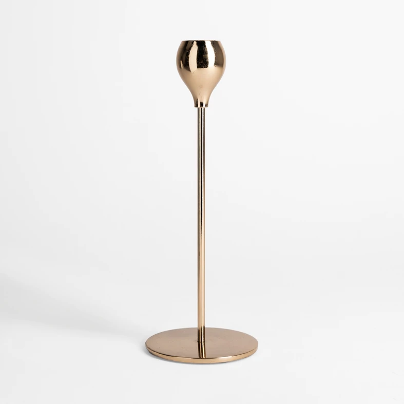 Zlatý svietnik na 1 sviečku 22 cm