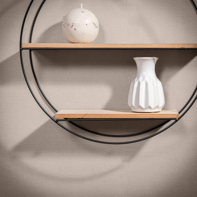 Čierna kovová kruhová polica 40 cm