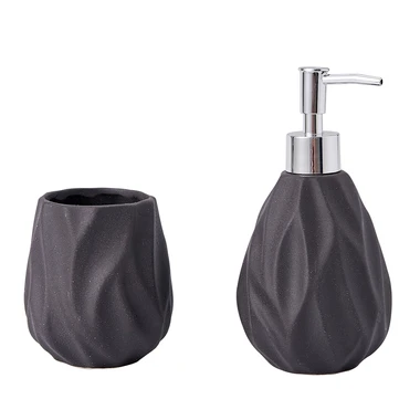 Kúpeľňový pohár vyrobený z keramiky čiernej farby 10 cm slza