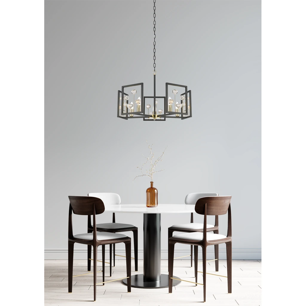 Závesné svietidlo s kryštálmi čierno-zlaté CAROLINE 5