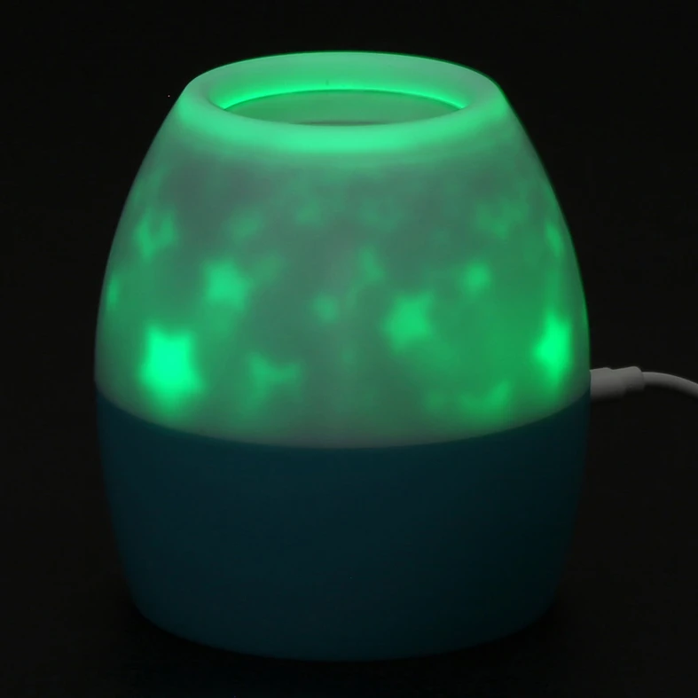 Nočná lampa s projektorom bielo-modrá