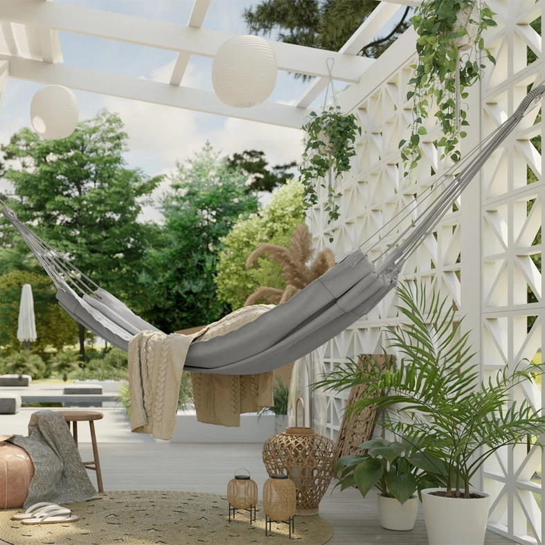 Hojdacia sieť do záhrady sivá COLADA 240x80 cm