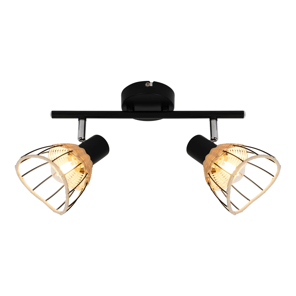 Čierne ratanové 2-bodové svietidlo GENT