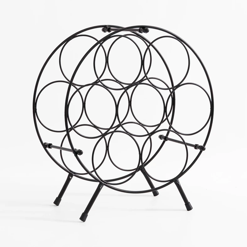 Czarny metalowy stojak na wino