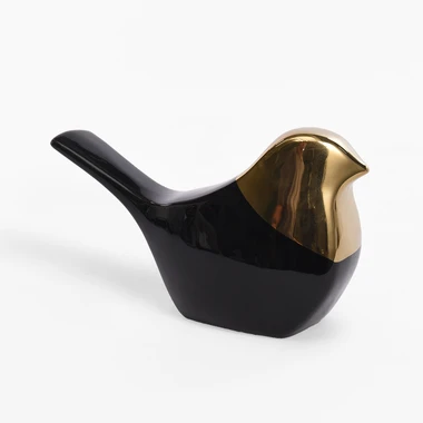 Dekoratívna figúrka v čiernej a zlatej farbe VTÁK