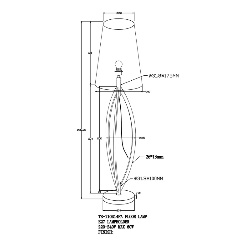 Moderné čierne stojace svietidlo LORITA
