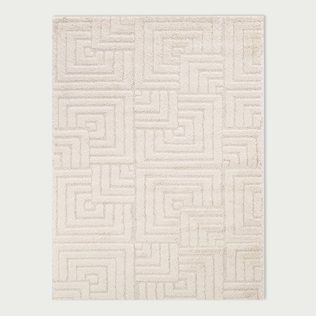 Dywan geometryczny kremowy LA CASA 3D 120x170 cm wykonany z przędzy polipropylenowej.