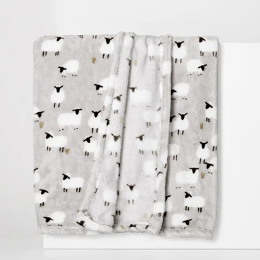 Deka s ovečkami sivá CODIE 130x160 cm