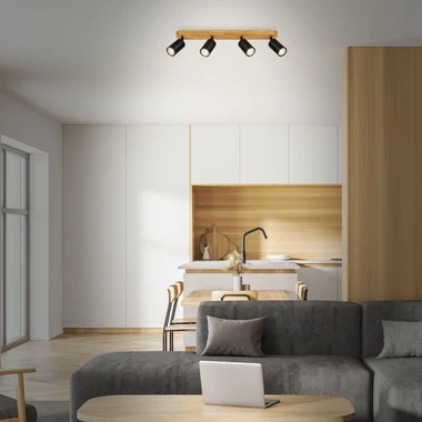 Stropná lampa drevená lišta čierna základňa VINTAGE IV