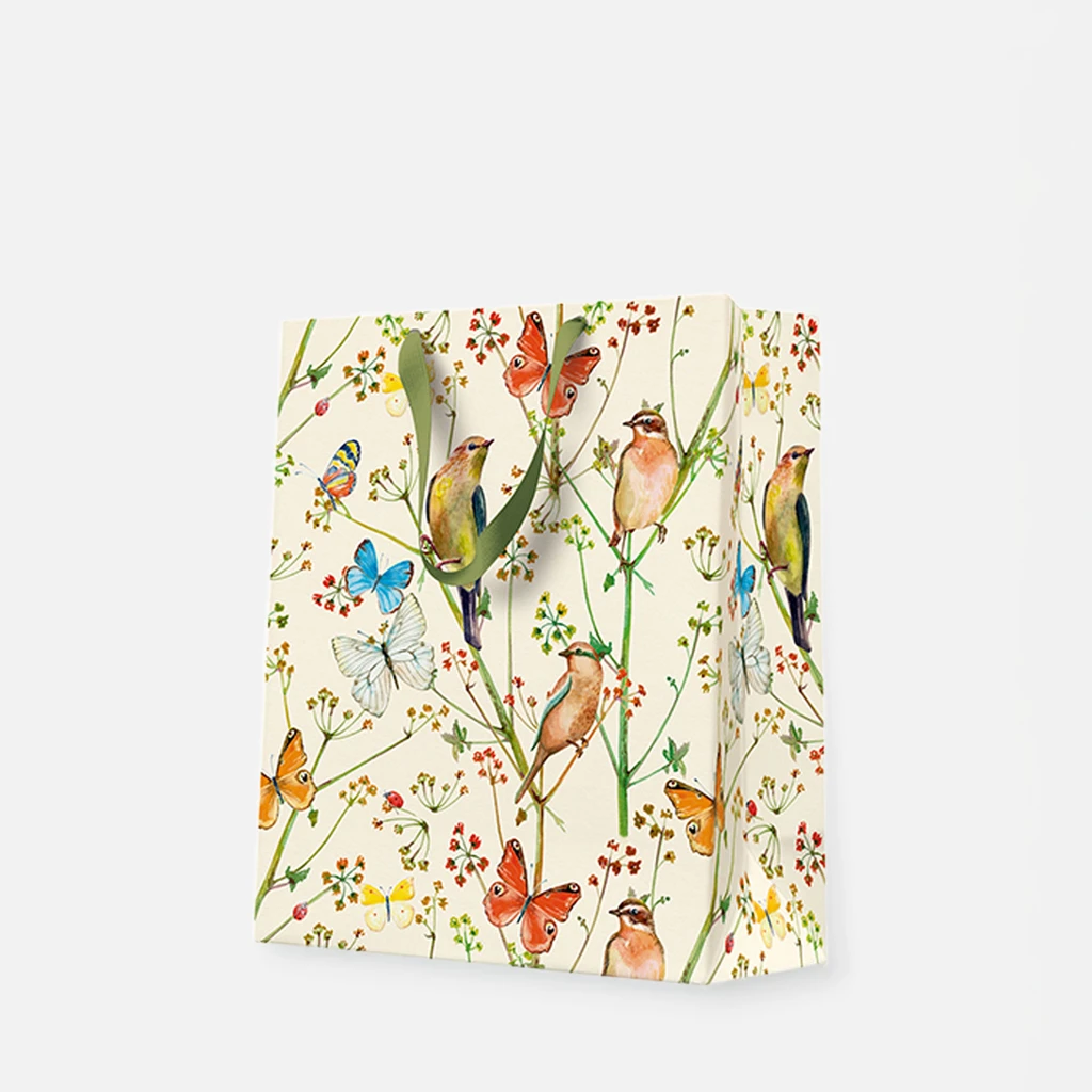 Torba prezentowa w ptaki i motyle kolorowe 