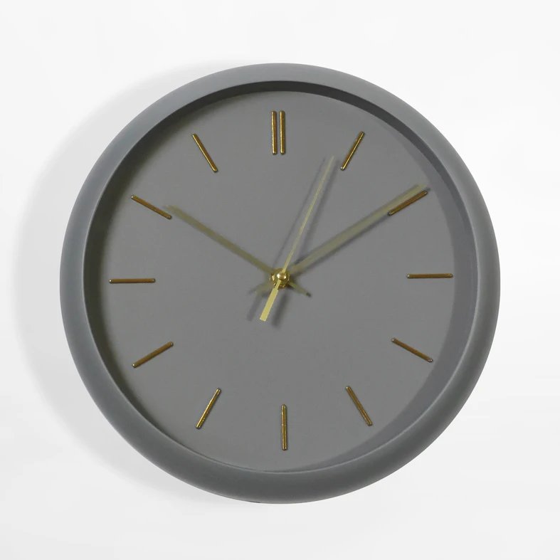 Szary zegar na ścianę okrągły