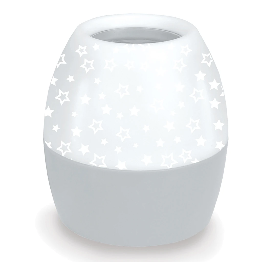 Detská nočná lampa s projektorom obrázkov, bielo-šedá