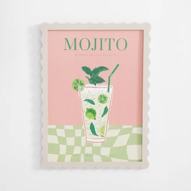 Retro obraz ružovo-zelený 30x40 cm