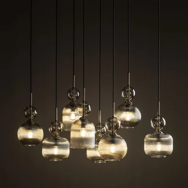 Závesné svietidlo s 8 tienidlami, obdĺžniková základňa SOPHIA COGNAC