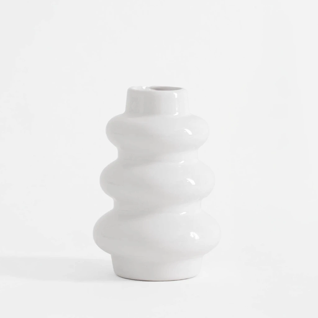 Váza snehuliak v bielej farbe 12 cm