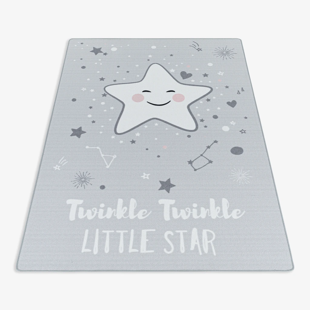 Dywan szary z gwiazdką PLAY 80x120 cm.