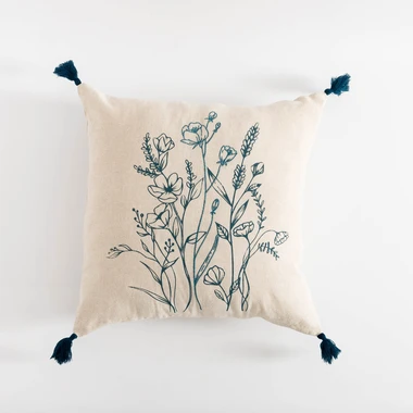 Dekoračná obliečka so strapcami modrá FLORIA 45x45 cm