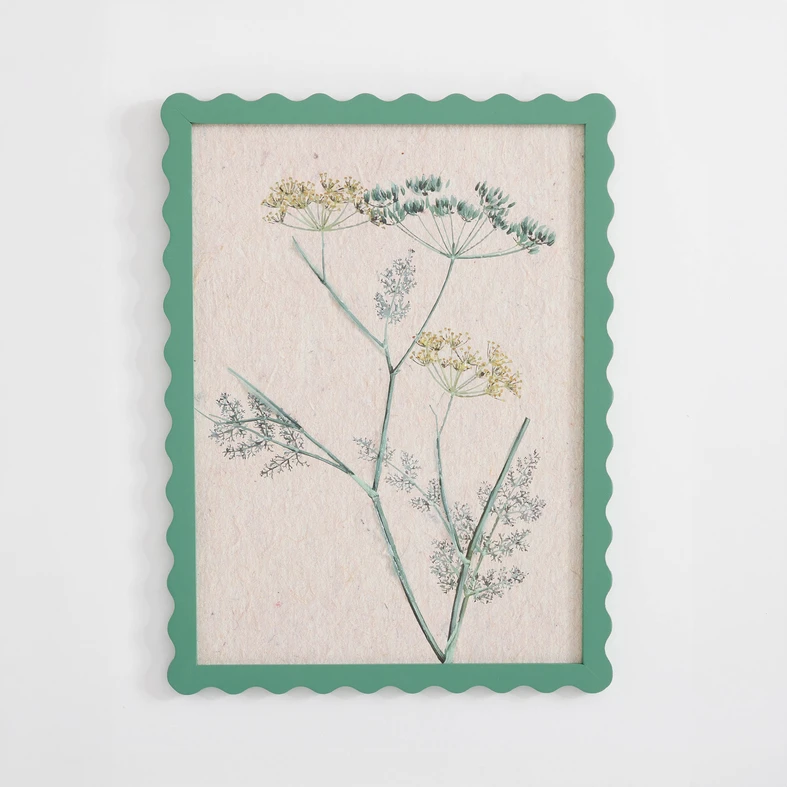 Botanický obraz vetvičky kôpru, béžovo-zelená 30x40 cm