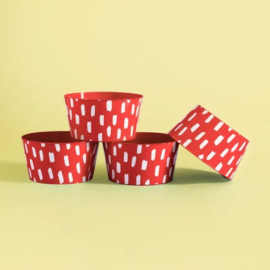 Súprava 4 plastových červených misiek 750 ml