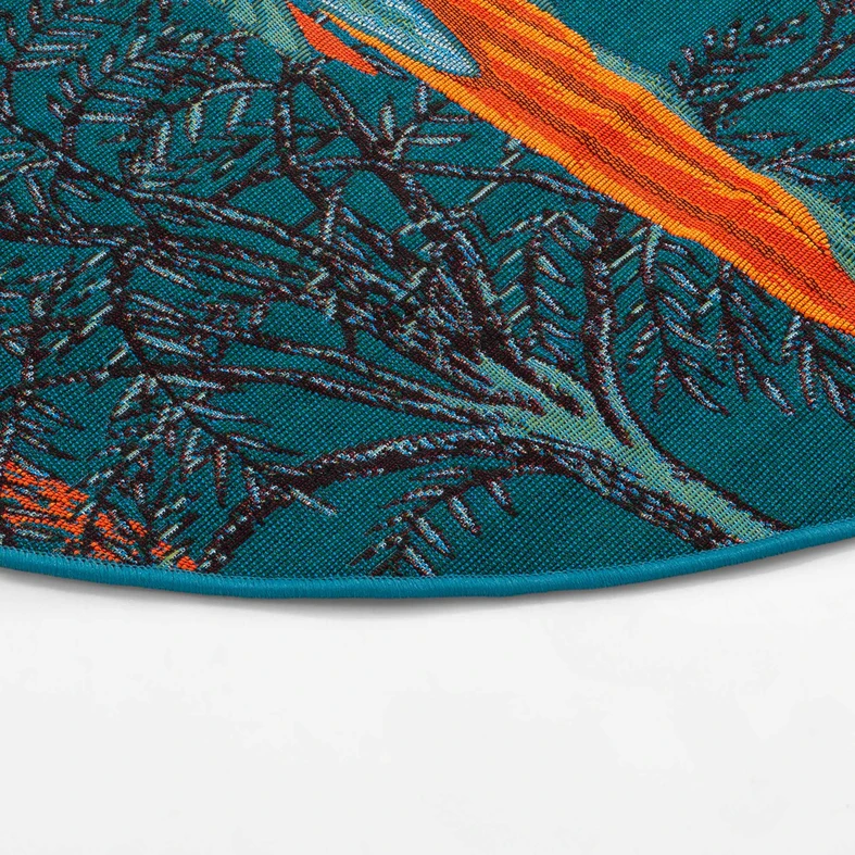 Okrągły dywan z papugami