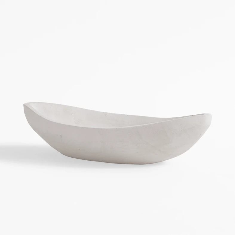 Patera dekoracyjna drewniana biała 34 cm