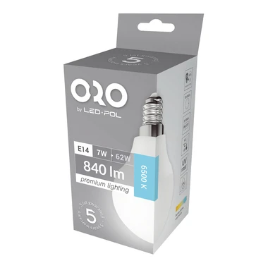 Žiarovka LED E14 7W studená farba ORO-PREMIUM-E14-G45-7W-XP
