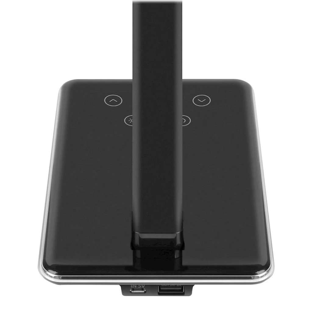 Čierna stolná lampa LED CLARA s indukčnou nabíjačkou