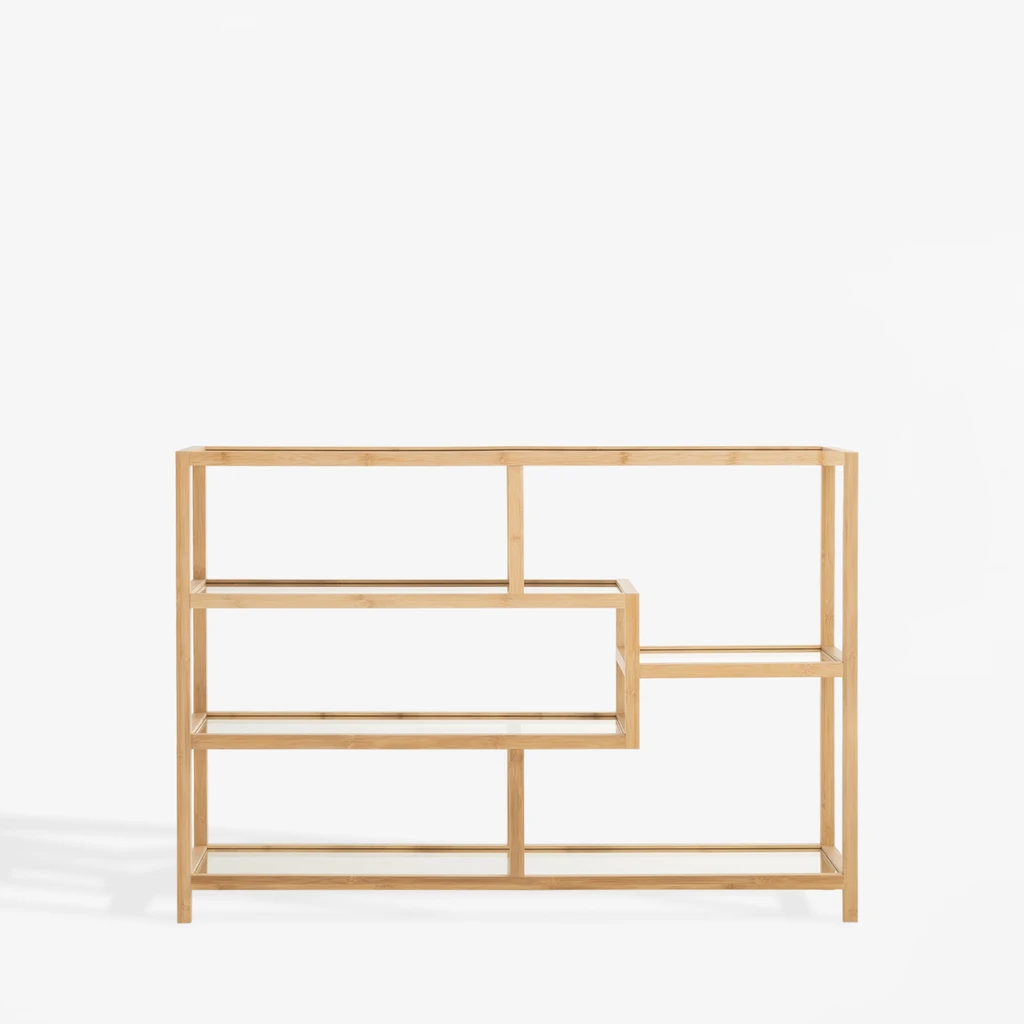 Nowoczesny regał z jasnego drewna bambusowego