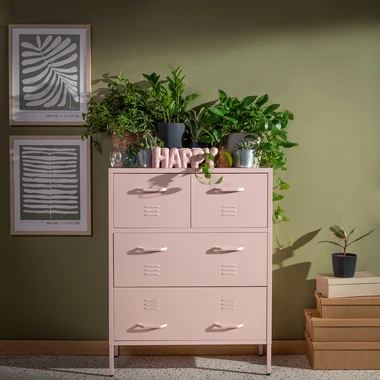 Kovová komoda so zásuvkami BLEIZ broskyňová