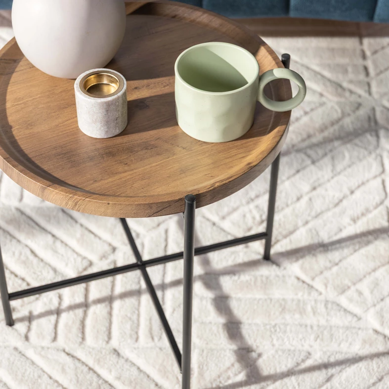 Stolík s podnosom v hnedo-čiernej farbe 41 cm