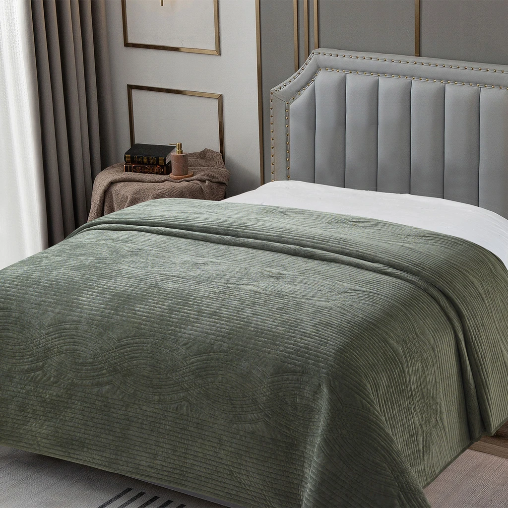 SILKY olivová prikrývka na posteľ 180x200 cm