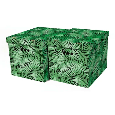 Sada 2 úložných krabíc TROPICKÁ ZELEŇ XL
