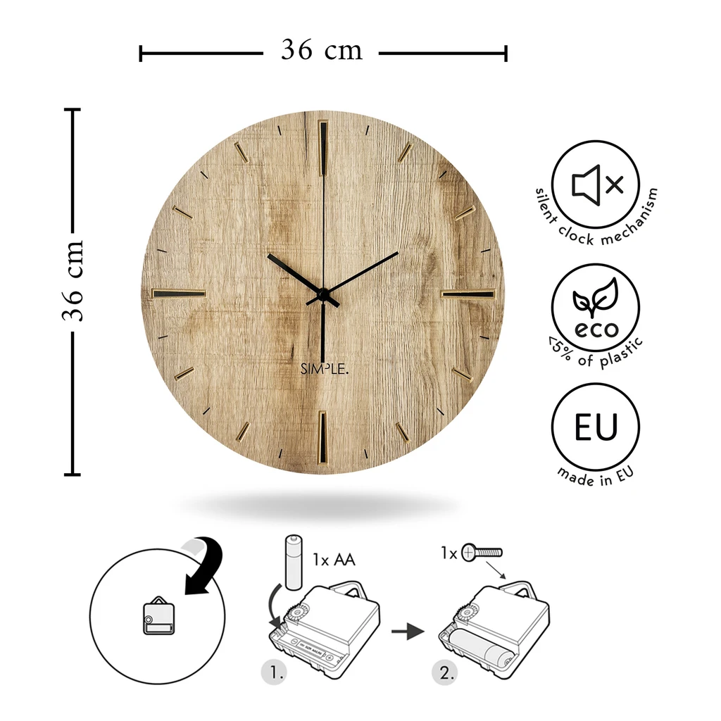 Zegar do kuchni 3D skandynawski ADAM 36 cm