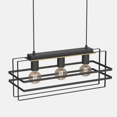 Závesné svietidlo čierny kov/svetlé drevo KORTEZ III