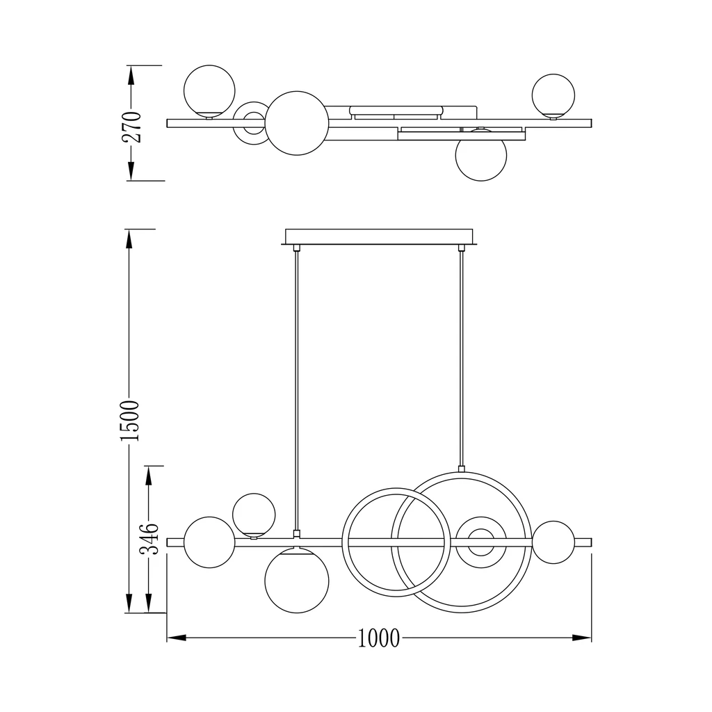 Lampa wisząca TAREMI - wymiary.