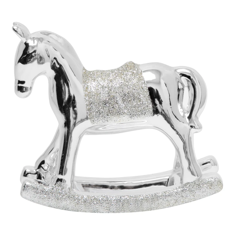 Strieborná dekoratívna figúrka HOJDACÍ KONÍK 11,5