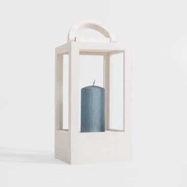 Drevený lampión v bielej farbe 35 cm