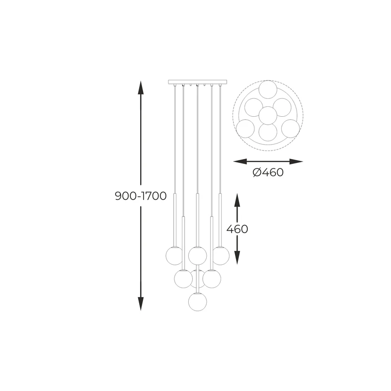 Lampa ARCTURUS posiada oprawę dla 7 żarówek LED typu G9 o mocy maksymalnej 4W.