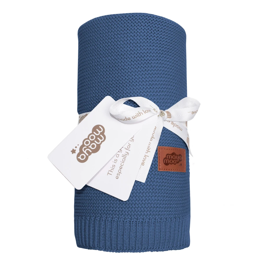 Detská deka bambusová modrá MAYA MOO 80x100 cm