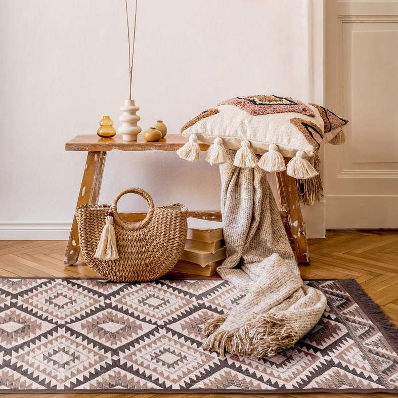 Béžový koberec v aztéckom vzore ALBORG 50x80 cm