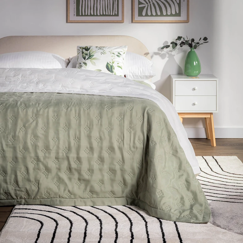 Olivovo zelený prehoz na posteľ CLOUD 220x200 cm