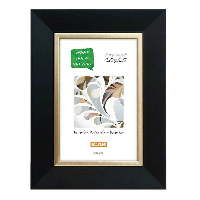 Čierno-zlatý drevený rám na fotku 10x15 cm
