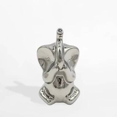 Dekoratívna strieborná figúrka SLON so zakrytými ústami 13,8 cm