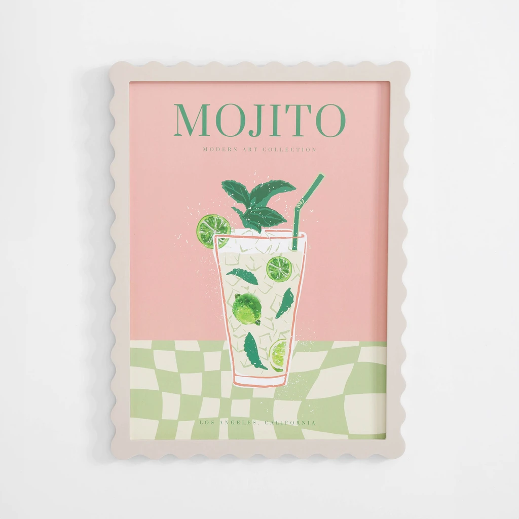 Retro obraz ružovo-zelený 30x40 cm