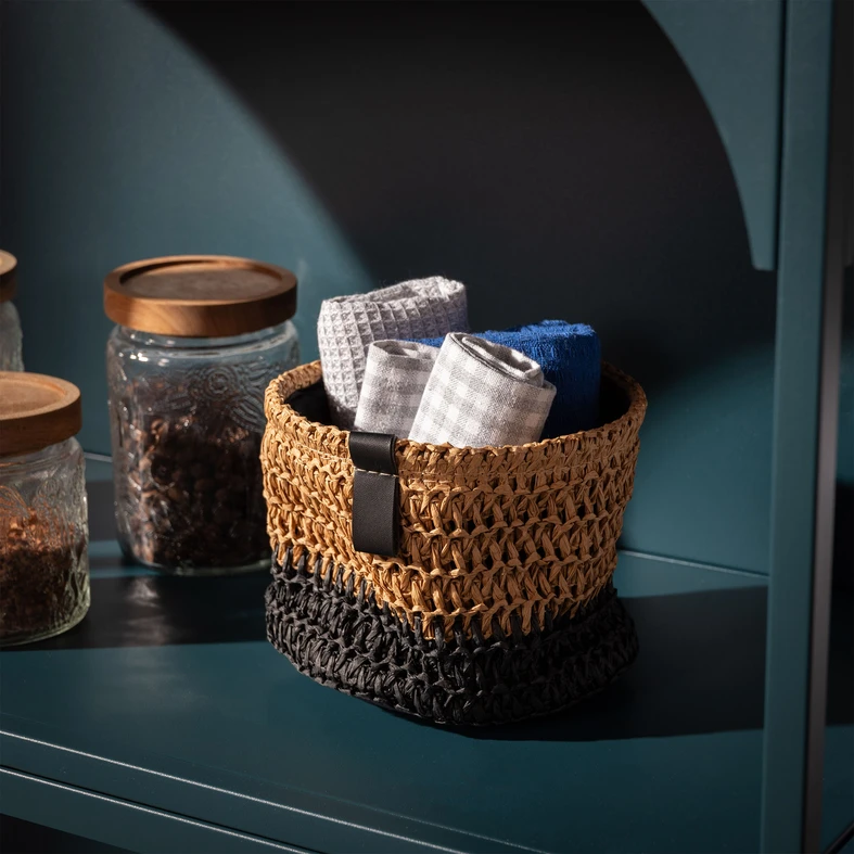 Súprava 3 okrúhlych úložných košov v hnedej a čiernej farbe