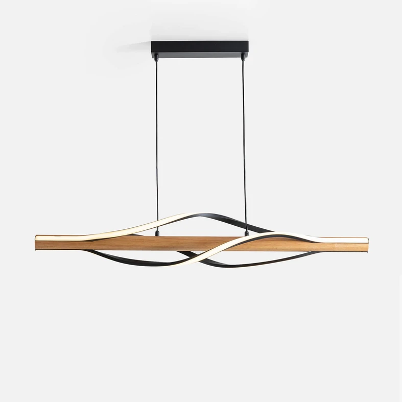 Závesné svietidlo LED drevené čierne BAEZ