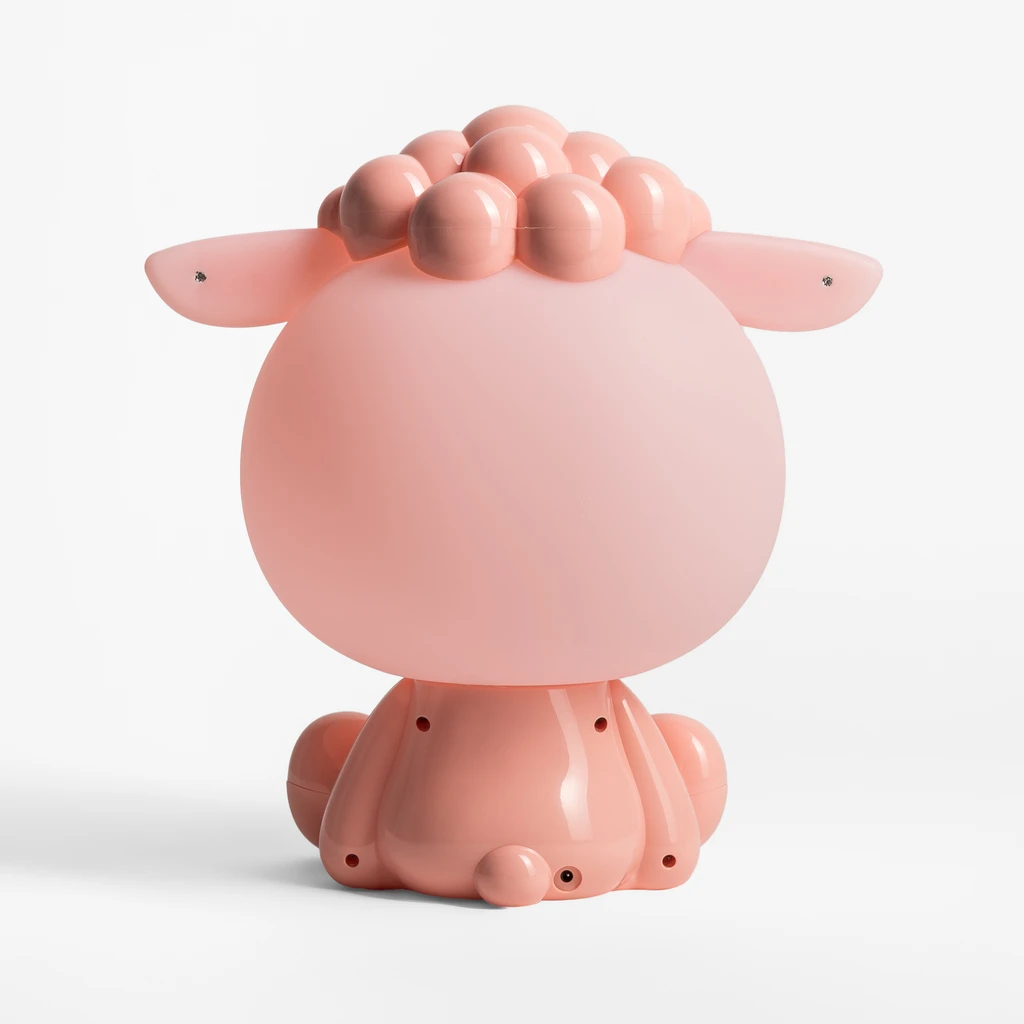 Lampka nocna OWCA LED w różowym kolorze z 3 stopniami przyciemniania.