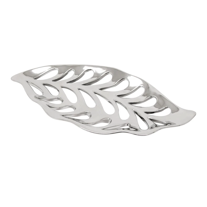 Ozdobný strieborný podnos s otvormi 35,5 cm