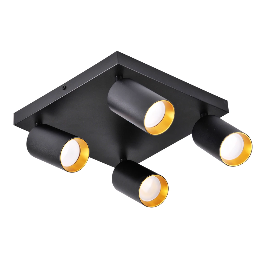 Stropná lampa 4-bodová čierno-zlatá MARIBEL IV